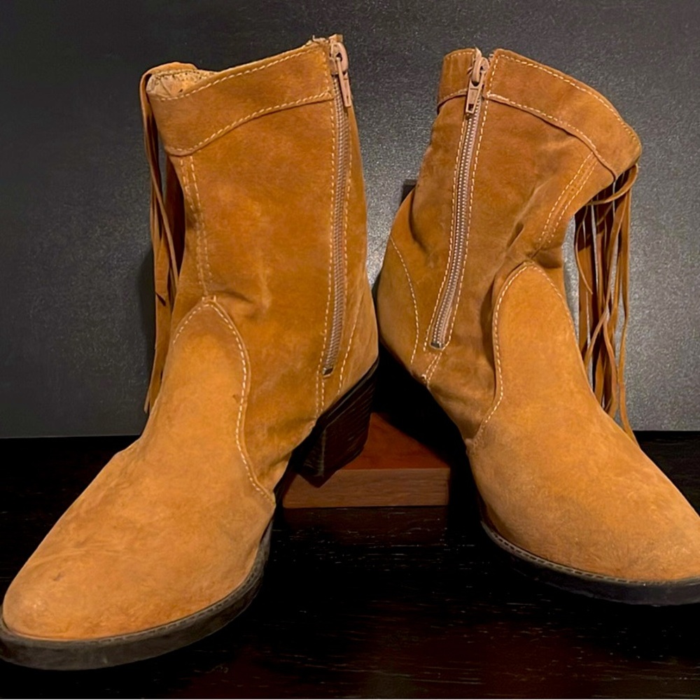 Brazilian Suede Leather Boots Fringe
